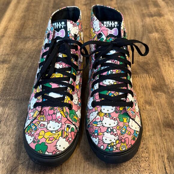 Vans Hello Kitty Sk-8 Hi Allover Bow Sanrio Ankle Sneaker BLK Men’s 5 Womens 6.5 - Picture 3 of 10